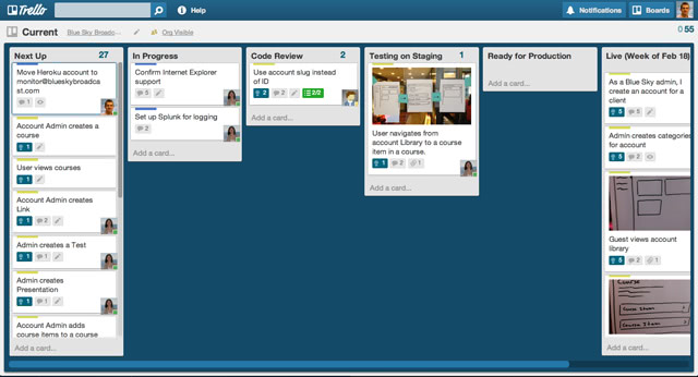 Next Up Trello board